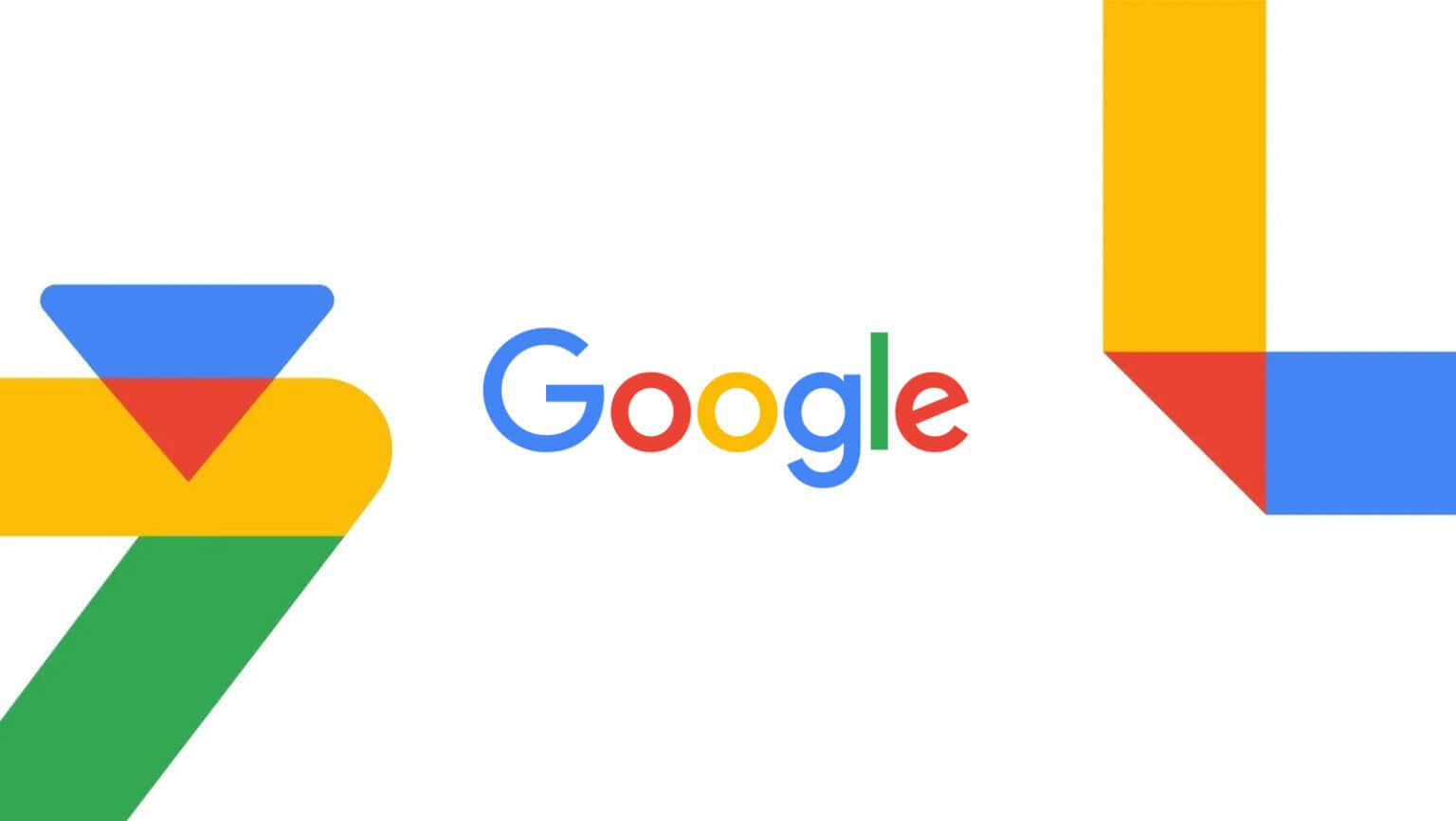 Google logo with colourful geometric shapes and text.
