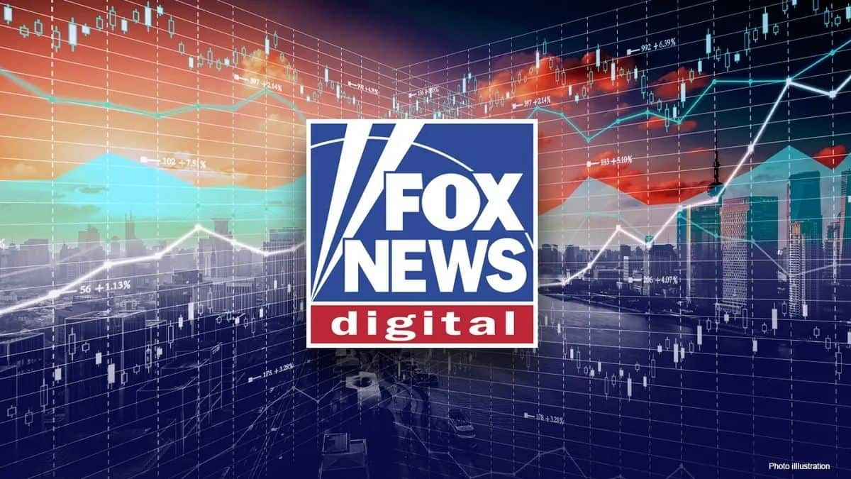 Fox News Digital logo over financial market data and stock charts.